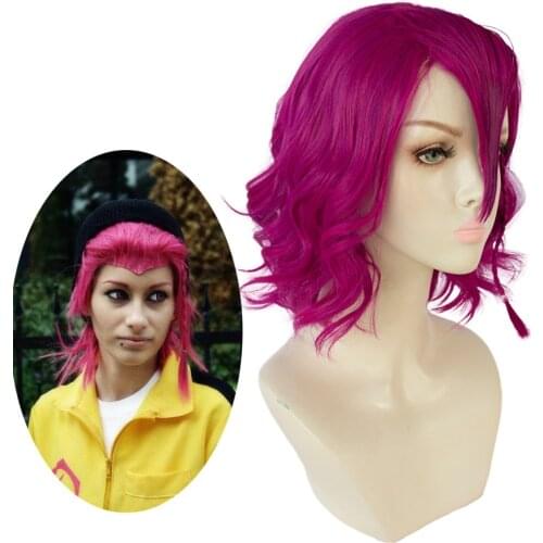 Anime Cosplay Danganronpa V3 Kazuichi Souda Wig hairwear Style Short Shocking Pink Wig Cosplay Costume
