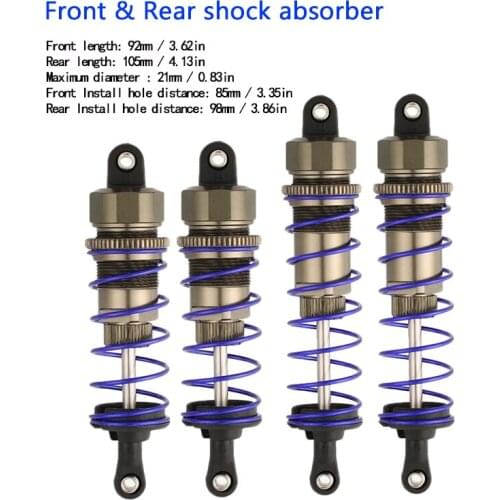 92mm Front & 105mm Rear Shock Absorber Damper Suspension for ZD Racing HSP Redcat Hongnor LRP HPI Hobao 1/10 RC Buggy Truck