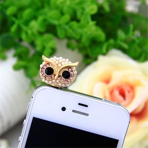 Pearl big eye Owl Earphone 3.5 audio Dust Plug 3.5mm AUX Jack for apple Iphone 4 5 6 Xiaomi Huawei OPPO VIVO PC latop cork Korea