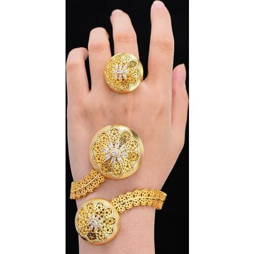 BOHO Luxury Gorgeous Necklace Earrings Bangle Earrings Jewelry Set for Women Wedding Party Show Sparkly Jewelry