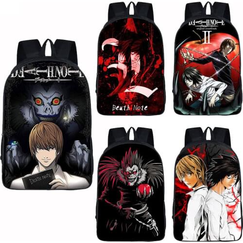 Cartoon Death Note Pattern Backpack For Teenagers Terror Anime Children Bookbag Portable Large Capability Fashion Schoolbags