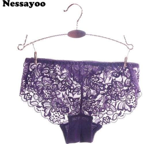 Sexy Lace Panties Women Soft Breathable Women Underwear Cotton Plus Size Seamless Briefs Transparent Tempting Lace Sexy Lingerie