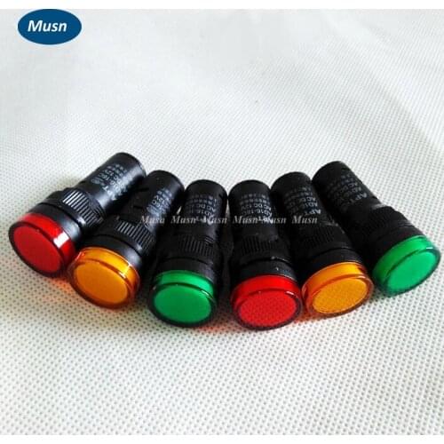 50PCS/lot AD16-16C 16 mm mounting size led Indicator lamp,signal lamp blue,green,red,white,yellow pilot lamp push button switch