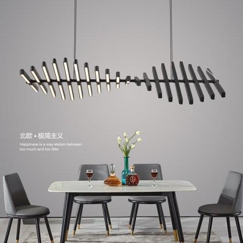 Nordic LED living room lamp modern minimalist designer home restaurant black / chandelier new fish bone shape office bar lamps