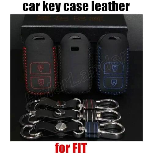 Only Red New arrival genuine leather car key case fit for for HODA VEZEL FIT leather cover sewing by hand fashion goods popular
