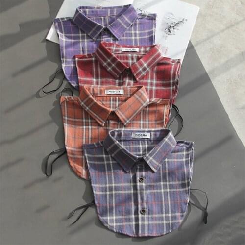 Vintage Plaid Shirt Fake False Collar For Kid Women Men Fake Collar Ladies Blouse Detachable Collar Dickies Women Kraagje Nep