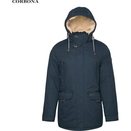 CORBONA 2021 High Quality Warm Cotton Clothing Mens Jacket Business Casual Mid-Length Fashion Thicken Coat Lamb Wool in Hat