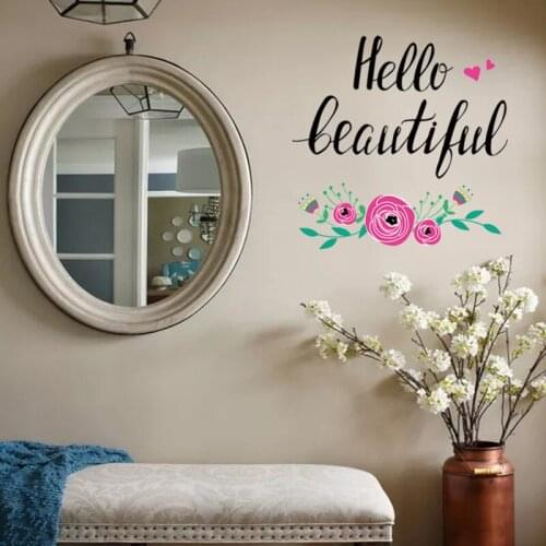Hello Beautiful Wall Stickers Living Room Bedroom Dressing Table Dressing Room Background Wall Decoration PVC Wall Decals