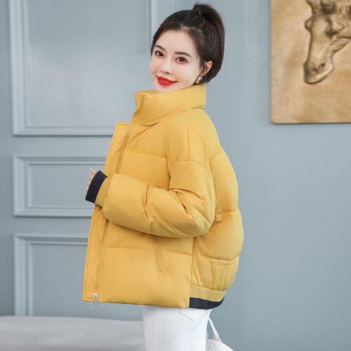 2021 Winter New Fashion Thicken Stand Collar Cotton Padded Jacket Women Loose Warm Coat Short Jackets Thicken Outerwear Parkas