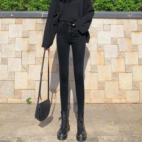 Woman Jeans Pants High Waist Black Autumn Winter Stretch Skinny Pants Pantalones Vaqueros Mujer