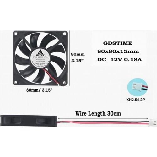 10 Pcs Gdstime DC 12V 2 Wire 2pin 80mm x 15mm 8cm Case Brushless Cooler Cooling Fan 80mm*80mm*15mm