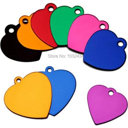 1200 pcs/lot Wholesale Customized Personalized Heart Shaped Aluminum Dog Cat Tag Pet Collar Accessories ID Tags Collar Pendant