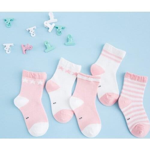 5Pairs/Lot Kids Baby Socks Cotton Striped Socks For Newborn Toddlers Boys Girls Socks Spring Sport Socks Children Socks 0-6 Year