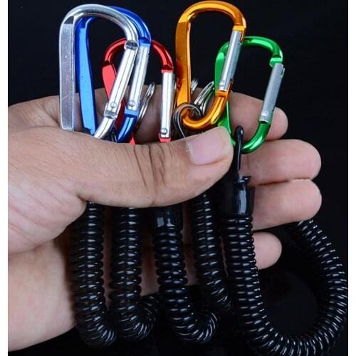 7PCS Colorful Fishing Lanyard Safe Fishing Tool Rope For Kayaking Fishing Rope Retractable Coiled Tether With Carabiner
