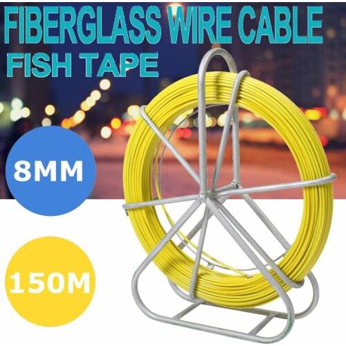 8mm 150M Fiberglass Wire Cable Running Rod Snake Fish Rodder Puller Flexi Lead Electric Fiberglass Wire Cable Running Rod Puller