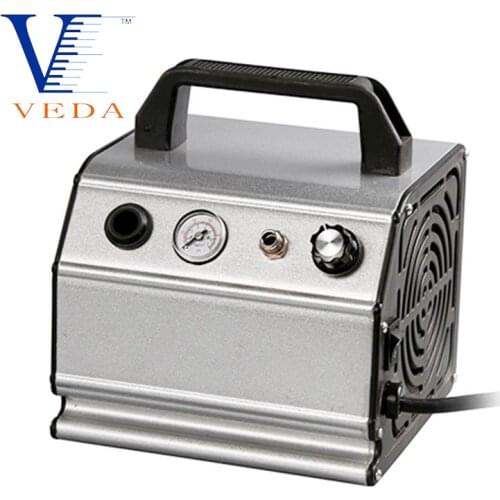 Mini Oil-less Airbrush Compressor Kit with 220V Single Piston Air Compressor Gravity Paint Gun for Nail Art Temporary Tattoo