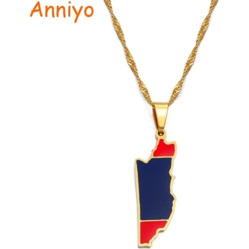Anniyoc Belize Map Flag Pendant Necklaces for Women Girls Gold Color Charm Belizes Maps Jewelry Patriotic Ethnic Gifts #168921