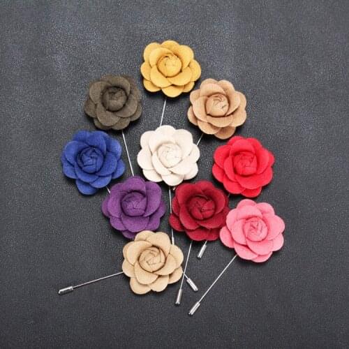 Free shipping , 20 pcs/lot , Camellia Flower Boutonniere, Lapel Pin For Groomsman Wedding Suit Boutonniere