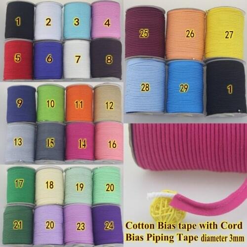 Free shipping --Cotton Bias Piping,Piping tape, bias Tape with cord, size:12mm,1/2" 50yds,for DIY garment handmade,various color