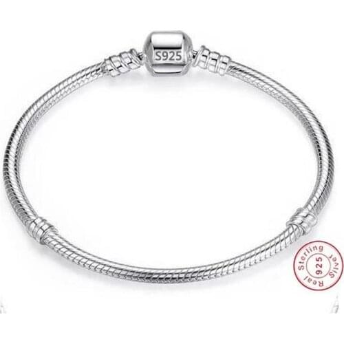 Luxury Original 100% 925 Sterling Silver Snake Chain Bracelet Bangle for Women Authentic Charm Jewelry Pulseira Gift