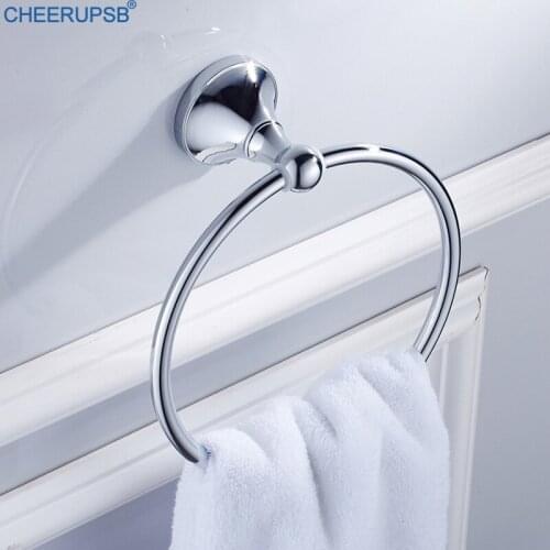 Bathroom Bronze Towel Ring Chrome Silver Vintage Gold Holder Brushed Black Hand Towel Hanger Wall Mounted Round Bath Support K08