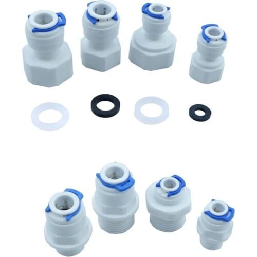 Reverse Osmosis Quick Coupling RO Water Plastic Pipe Fitting Straight Male Female Connector For Tube OD 1/4" 3/8"