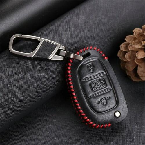 Leather Car Key Case Cover For Hyundai Solaris IX35 Creta I30 Tucson Santa Fe Accent I20 I10 I40 K5 2021 Key Holder Accessories