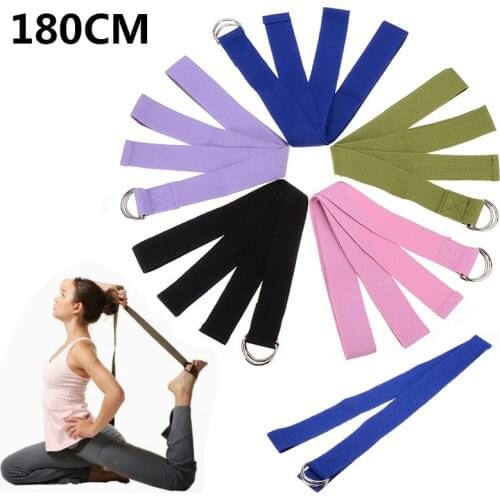Multi-Colors Women Yoga Stretch Strap D-Ring Belt Fitness Exercise Gym Rope Figure Waist Leg Resistance Fitness Bands Cotton