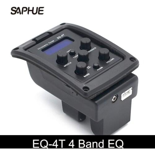 EQ-4T Professional 4 Band Acoustic Guitar Preamp Amplifier with 6.5MM Output Pick-up & LCD Tuner