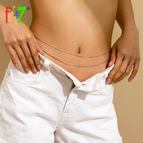 F.J4Z 2021 Trend Belly Chains For Fashion 2layers Snake Chain Sexy Women Waist Jewelry Lady Summer Beach Body Chains Jewelry