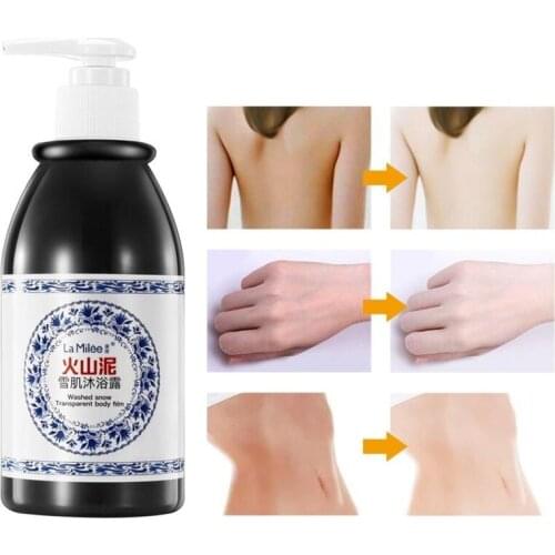 La Milee Volcanic Mud Shower Gel Whole Body Wash Fast Whitening Deep Cleaner Skin Moisturizing Exfoliating Body Care Cream 250ml