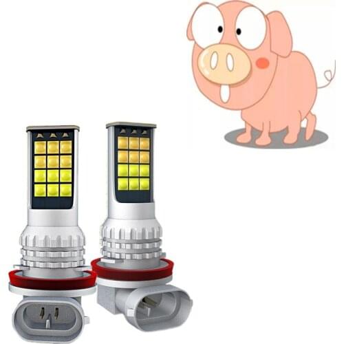 H11H8 LED Car Fog Lamp White Yellow LED Bulbs For Auto DRL Front Fog Lights 3030 SMD DC12-24V 3000K 6000K 2Pcs