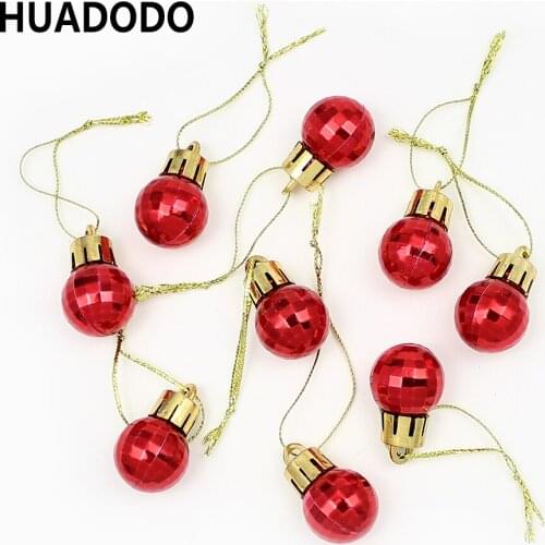 HUADODO 2cm Mini Red Ball Christmas Pendants Ornaments For Xmas Tree Ornaments Christmas Gifts Decorations Party DIY Supplies