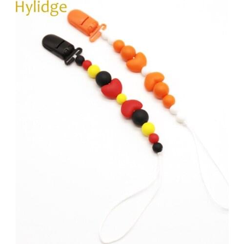 Hylidge Pacifier Leash Silicone Beads Pacifier Clip Chain Strap Cute Heart-shaped Nipple Leash for Infant Toddler Baby Feeding