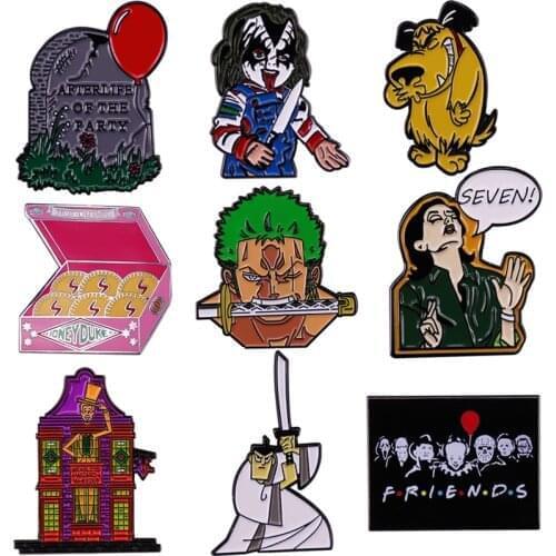 J2775 Funny Horror Movie Enamel Pins and Brooches for Women Men Anime Lapel pin backpack bags badge Collection Gifts