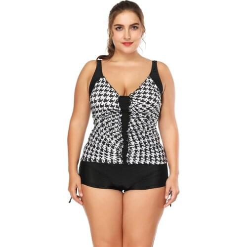 Plaid Swimming Suit for Women Swimwear Women Tankini Swimsuits Bikini Two Piece Swimsuit Biquinis Feminino 2019 Plus Size 2XL
