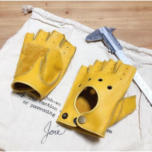 Motorcycle retro motorcycle riding leather Half Finger mens fitness half cut driving leather gloves womens