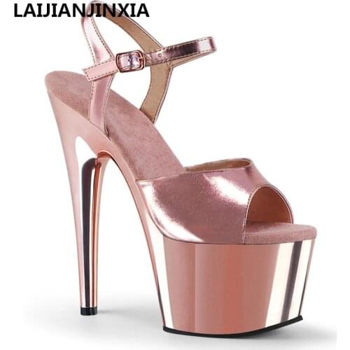 LAIJIANJINXIA Women Night Club Party Summer Dancing Shoes 15cm High Heels Electroplating Sandals Pole Dance Shoes