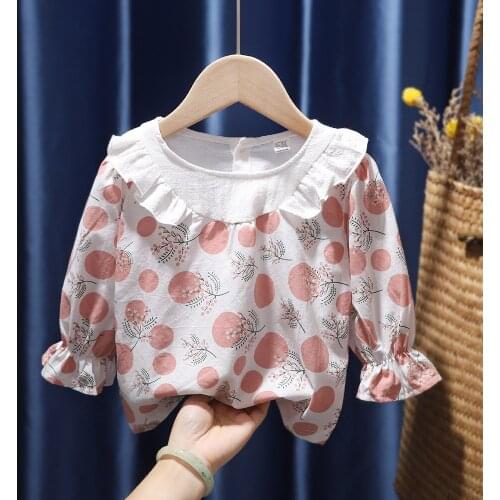 Cute Children Ruffles Blouse Long Sleeve Cotton Clothing for Baby Girls Fashion Toddler Kids Shirt Elegant Princess Tops Spring