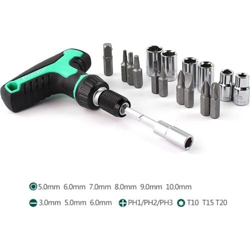 18 in 1 Screwdriver Set Adjustable Magnetic Ratchet Laptop Mini Sleeve Ratchet Screwdriver Handle Tools Pro"skit SD-2320M