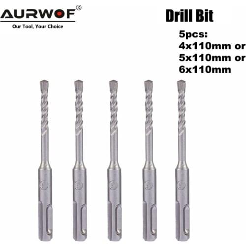 LAVIE 5pcs 4mm 5mm 6mm Electric Hammer SDS Plus Drill Bits Set 110mm Concrete Wall Brick Block Masonry Hole Saw Drilling 016