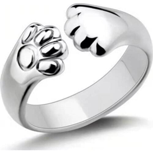 2021 New Arrival Womens Ring Creative Cute Bear Paw Cat Claw Open Glossy Geometric Ring Luxury Jewelry for Women Wholesale