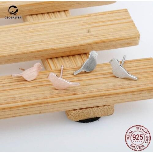 New accessories S925 silver brushed bird earrings earring Trinkets Korean Hong Kong style earrings Free shipping 578