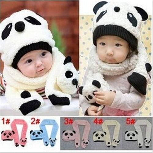 Lovely Winter Baby Hat Scarf Set Newborn Fleece Hats Boys Girls Soft Warm Hat