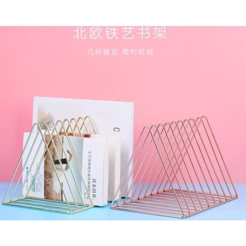 Solid 9 Grid File Storage Shelf Bookend stand Desktop Wrought Iron File Book Holder Office Desk Storage Book Organizer