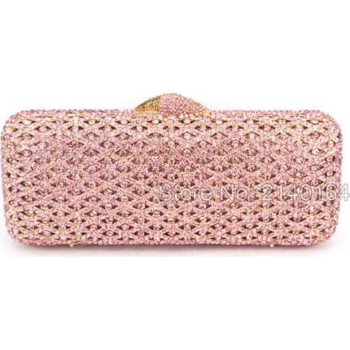 Wholesale Luxury Hollow Out Crystal Evening Bag Women Wedding Party Purse Pochette Silver Ladies Bling hobo bag day clutch 88398