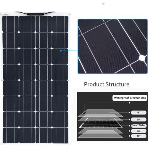 100W Semi Flexible Solar Panel 12V Battery Charge For RV , Camping, Home,Boat