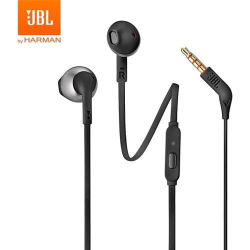 JBL T205A 3.5mm Wired Earphones Stereo Music Earbuds In-ear HIFI Sport Headset 1-button Control Hands-free Call with Microphone