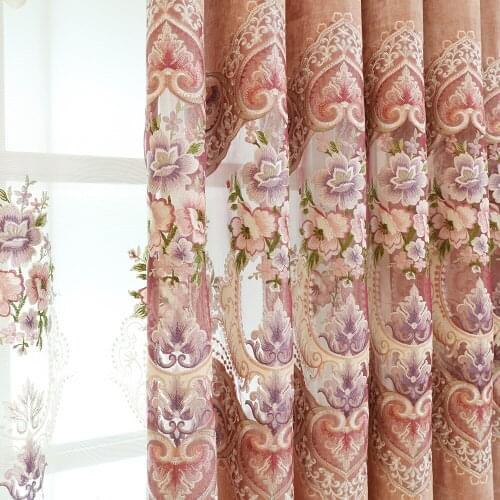 Luxury Hollow Embroidery Chenille Curtains for Living Dining Room Bedroom