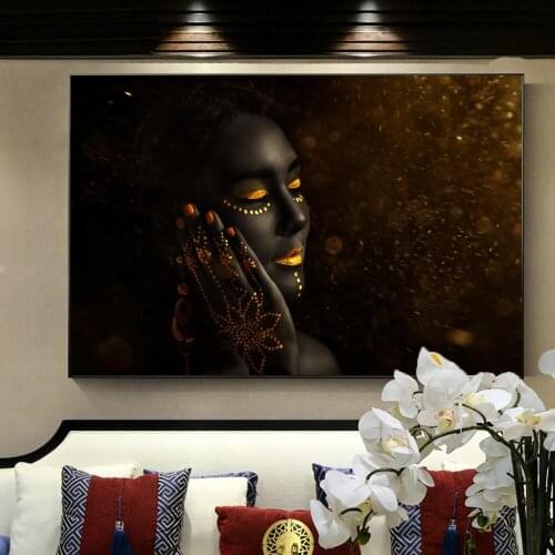 Modern Portrait Canvas Art Posters And Prints Makeup African Woman Canvas Paintings On the Wall Art Picture for Bed Room Decor